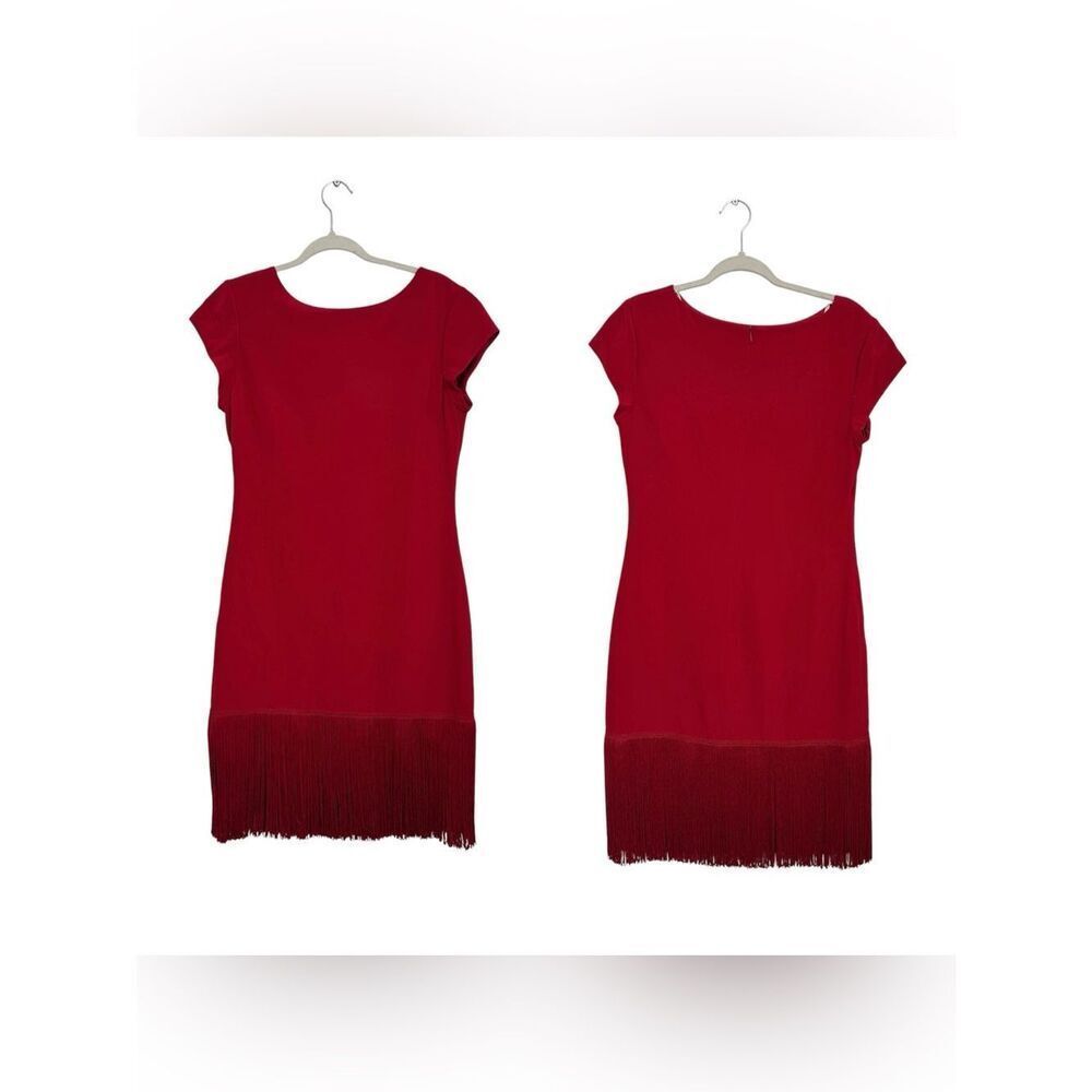 Marchesa Notte Silk pensil dress with fringe detail - Picture 5 of 8